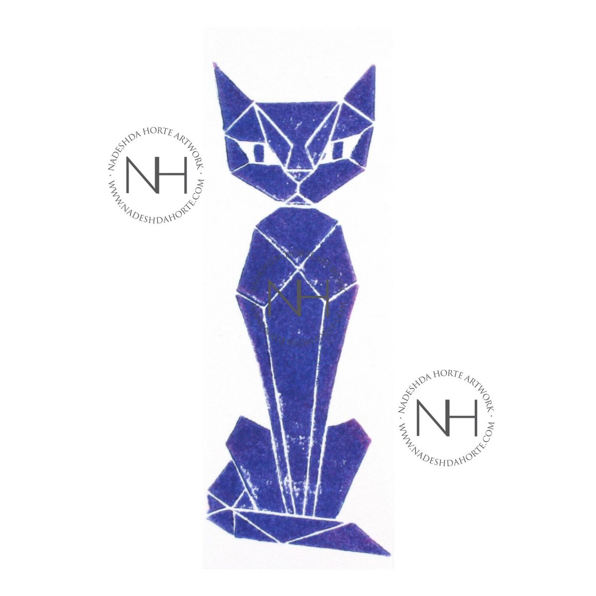 Lesezeichen, Geometrische Katze, Blau, Nadeshda Horte